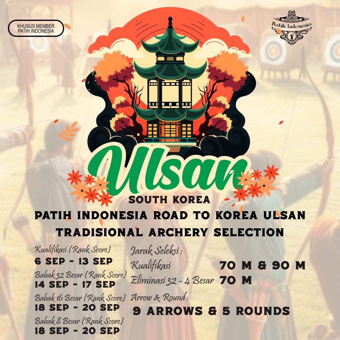 Patih Indonesia road to Korea Ulsan Traditional Archery Selection Flyer